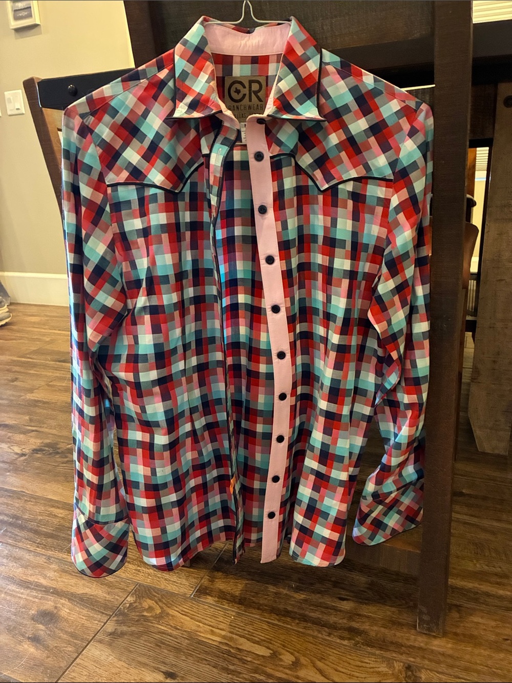 CR Ranchwear 
Women’s Multi-Color Plaid Button-Up Shirt